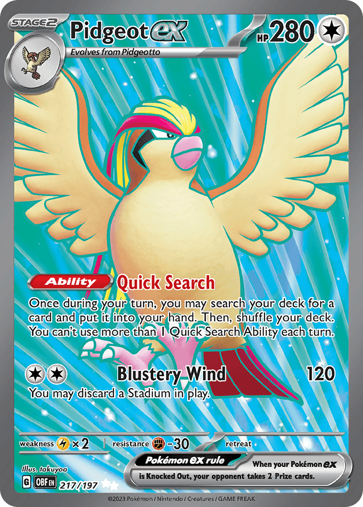 Pidgeot ex 217 — Scarlet & Violet: Obsidian Flames