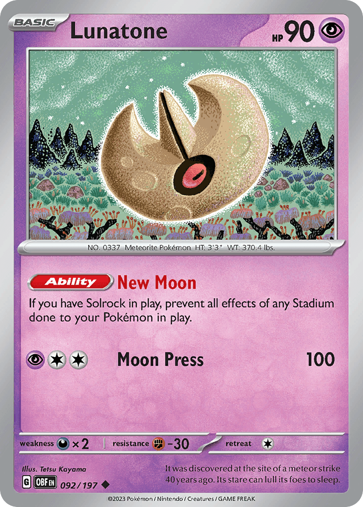 Lunatone 92 — Scarlet & Violet: Obsidian Flames