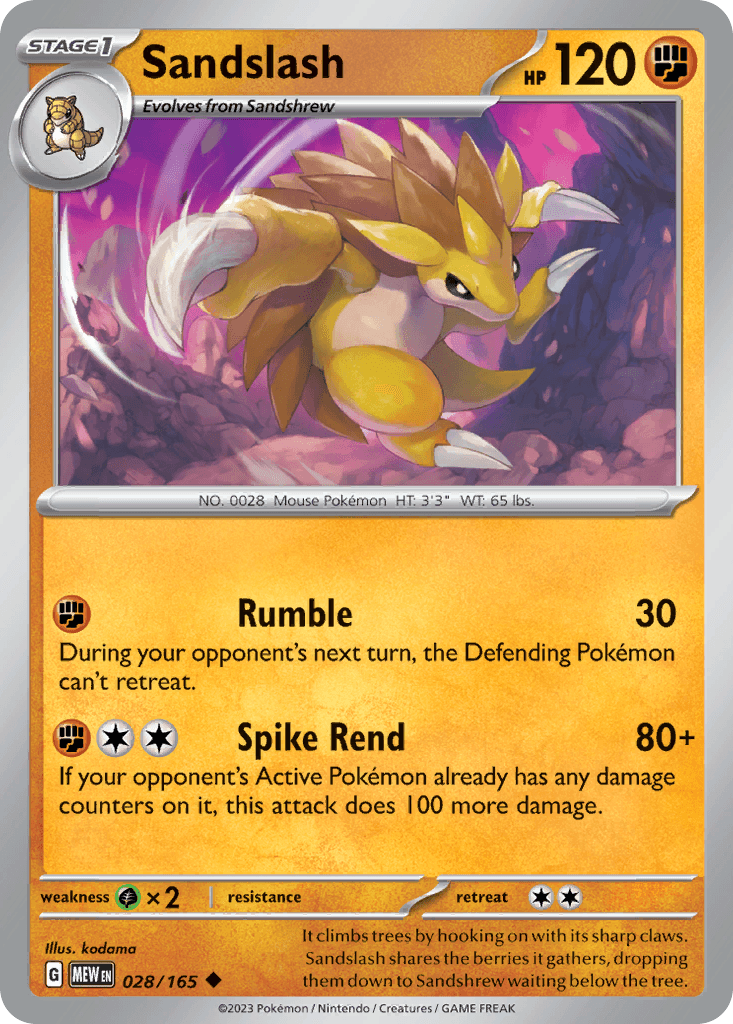 Sandslash 28 — Scarlet & Violet: Pokémon 151