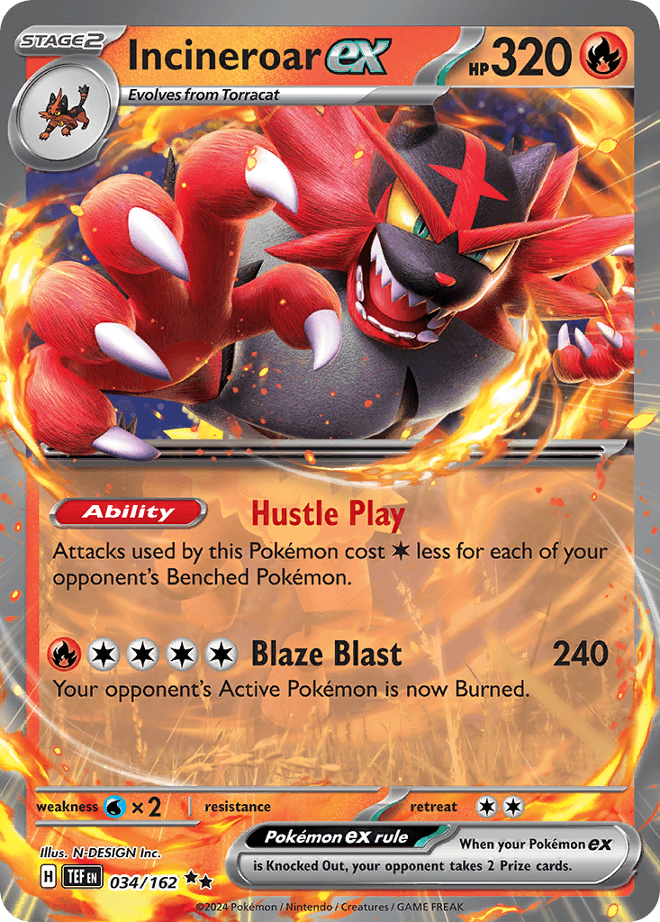 Incineroar ex 34 — Scarlet & Violet: Temporal Forces