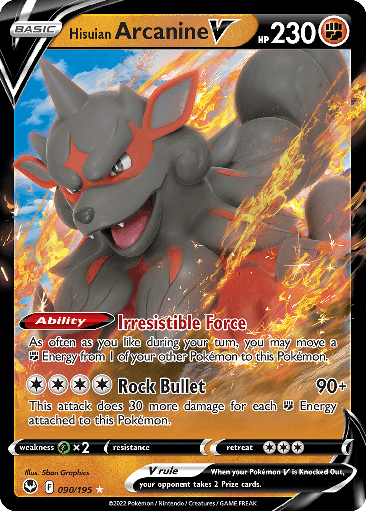 Hisuian Arcanine V 90 — Sword & Shield: Silver Tempest