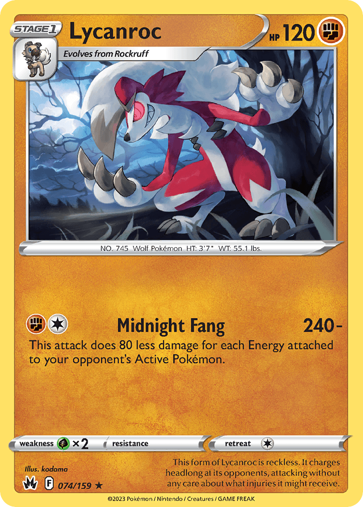 Lycanroc 74 — Sword & Shield: Crown Zenith