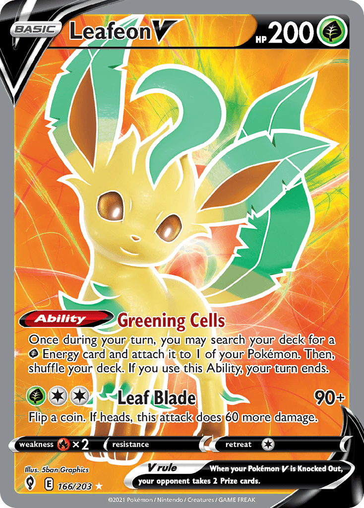 Leafeon V 166 — Sword & Shield: Evolving Skies