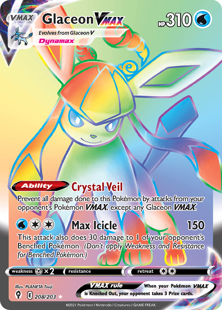 Glaceon VMAX 208 — Sword & Shield: Evolving Skies