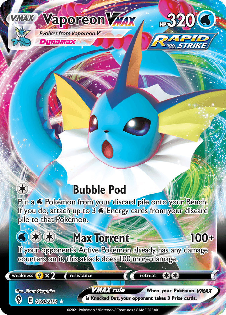 Vaporeon VMAX 30 — Sword & Shield: Evolving Skies