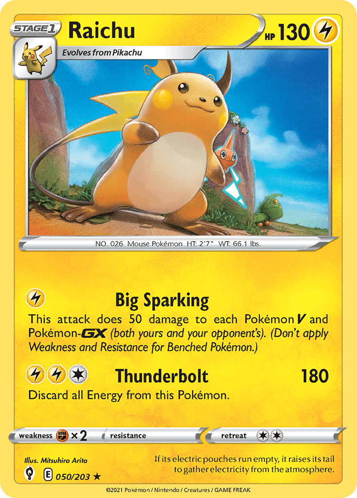 Raichu 50 — Sword & Shield: Evolving Skies