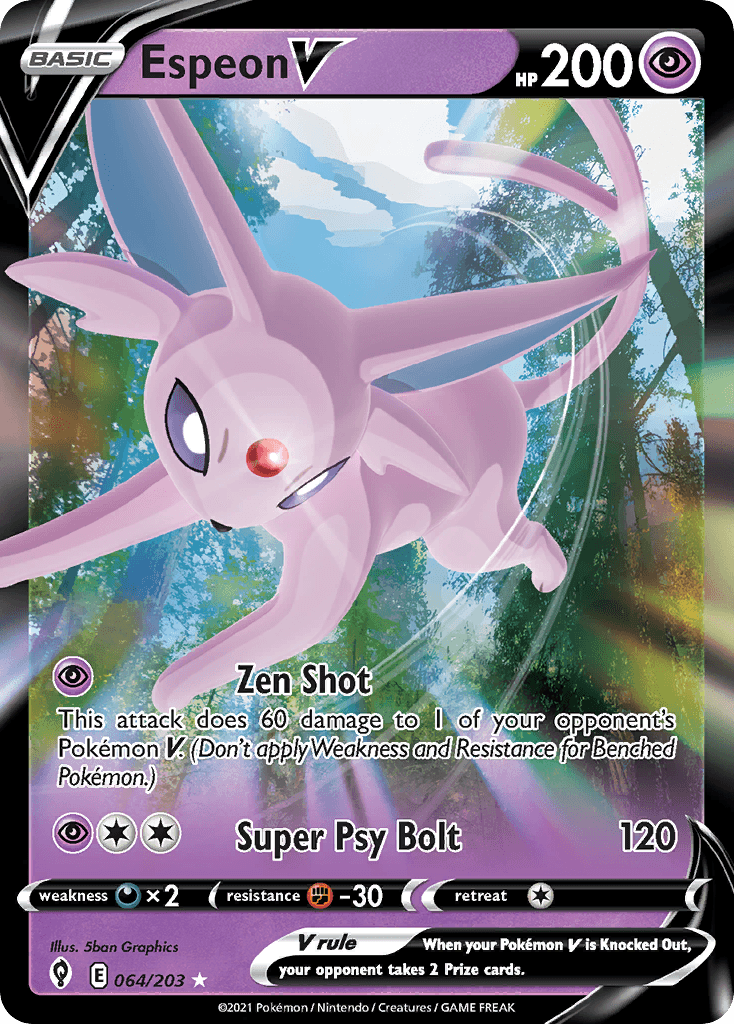 Espeon V 64 — Sword & Shield: Evolving Skies